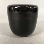 Japanese Wooden Lacquered Tea Caddy Vtg Black Natsume Sado Ceremony NM76