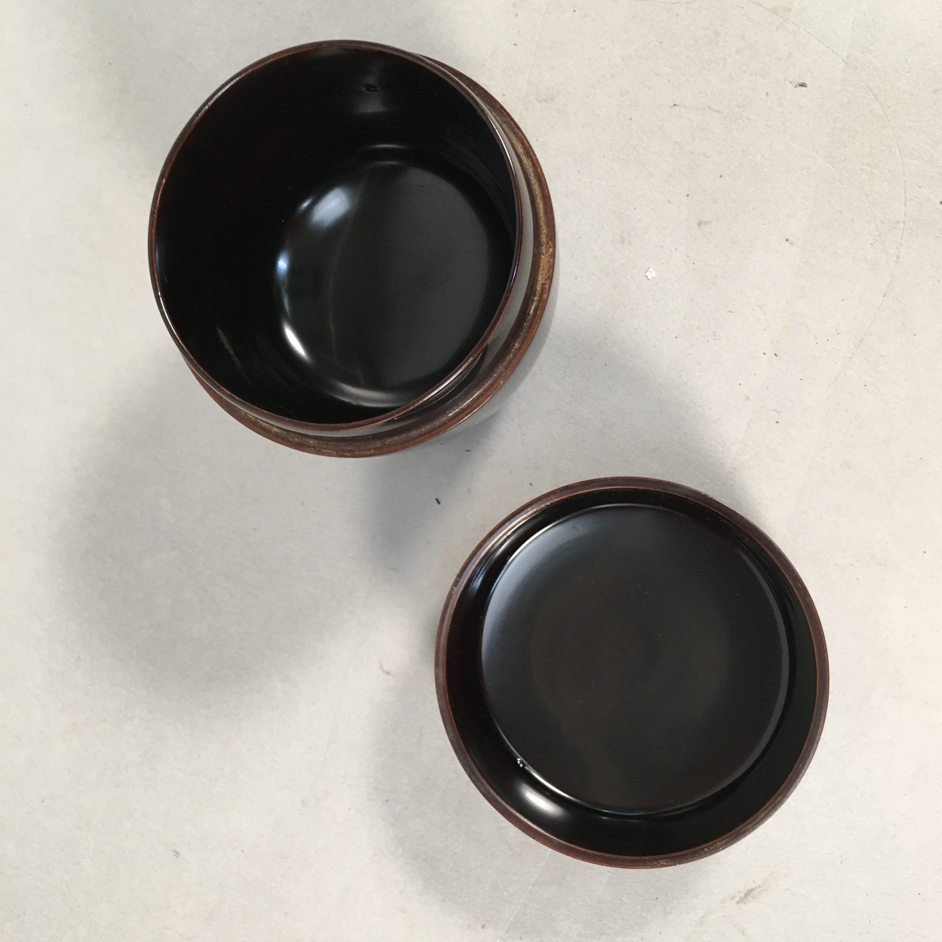 Japanese Wooden Lacquered Tea Caddy Vtg Black Natsume Sado Ceremony NM76