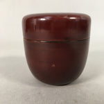 Japanese Wooden Lacquered Tea Caddy Vtg Brown Natsume Sado Ceremony NM75