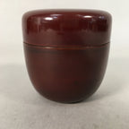 Japanese Wooden Lacquered Tea Caddy Vtg Brown Natsume Sado Ceremony NM75