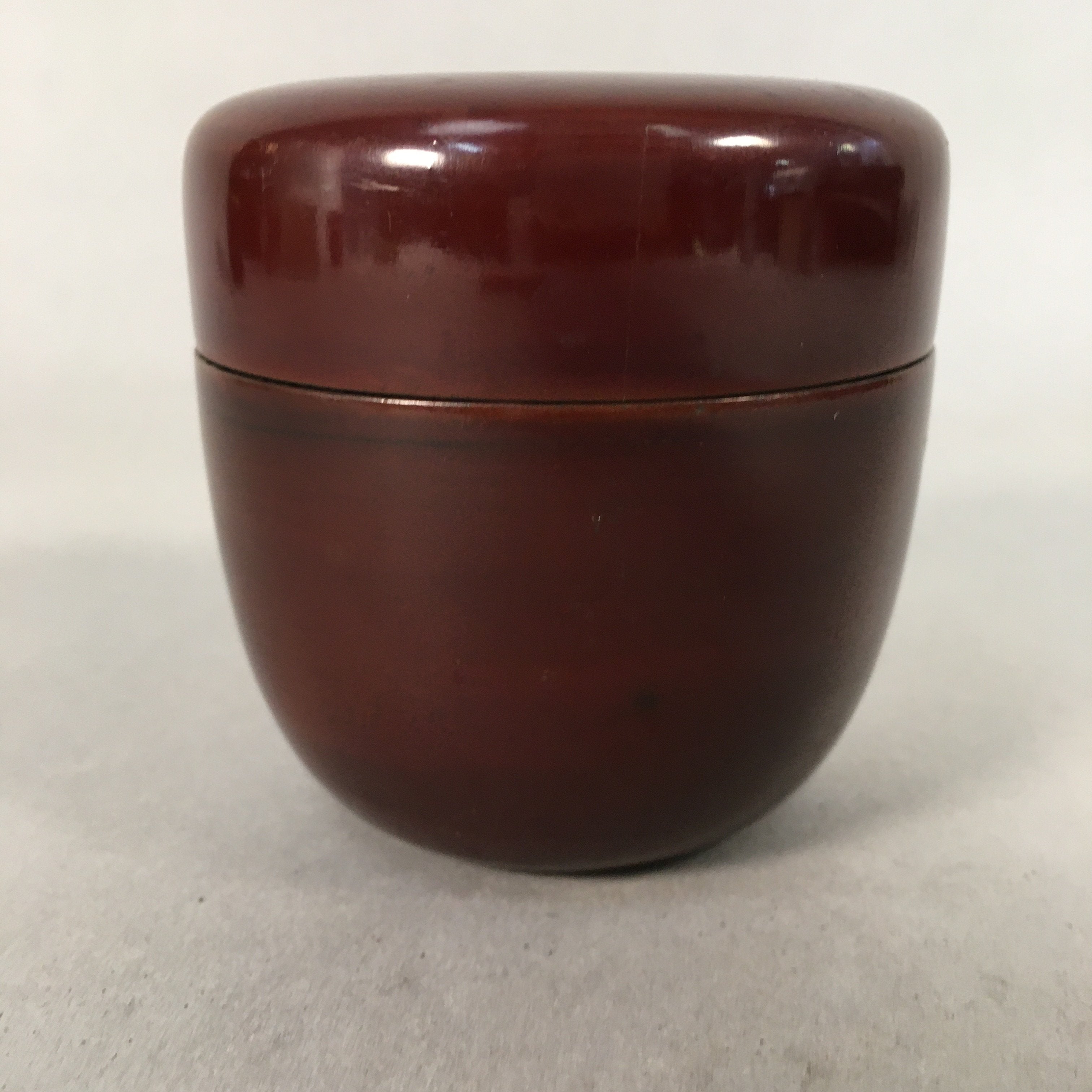 Japanese Wooden Lacquered Tea Caddy Vtg Brown Natsume Sado Ceremony NM75