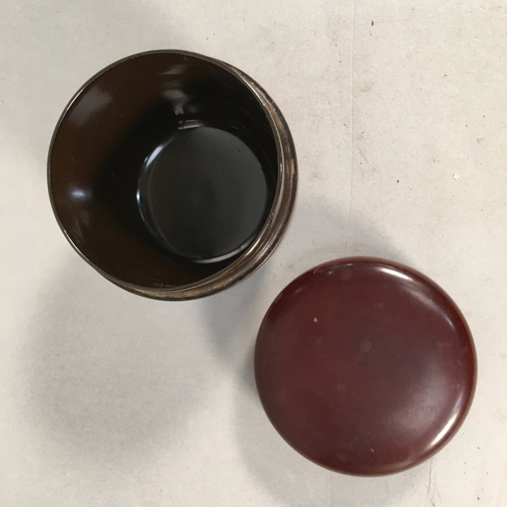 Japanese Wooden Lacquered Tea Caddy Vtg Brown Natsume Sado Ceremony NM75