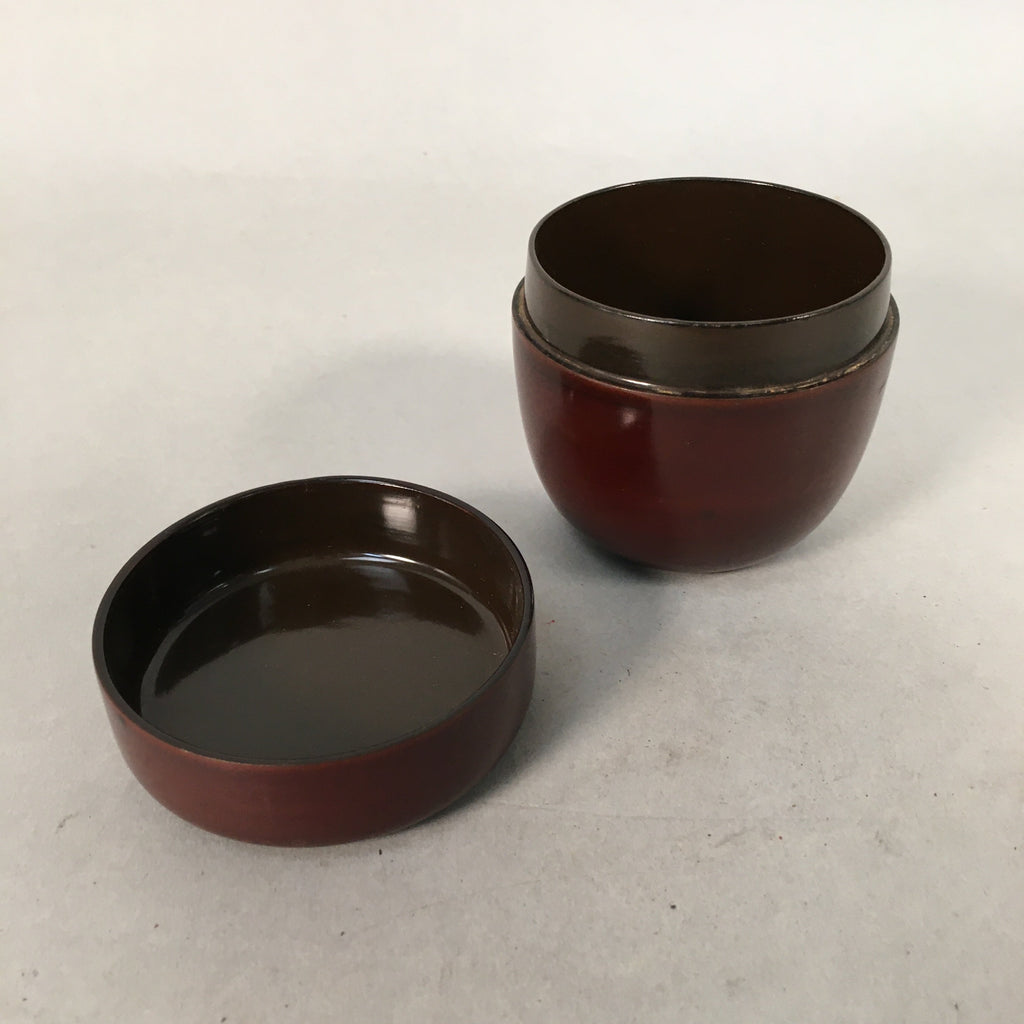 Japanese Wooden Lacquered Tea Caddy Vtg Brown Natsume Sado Ceremony NM75