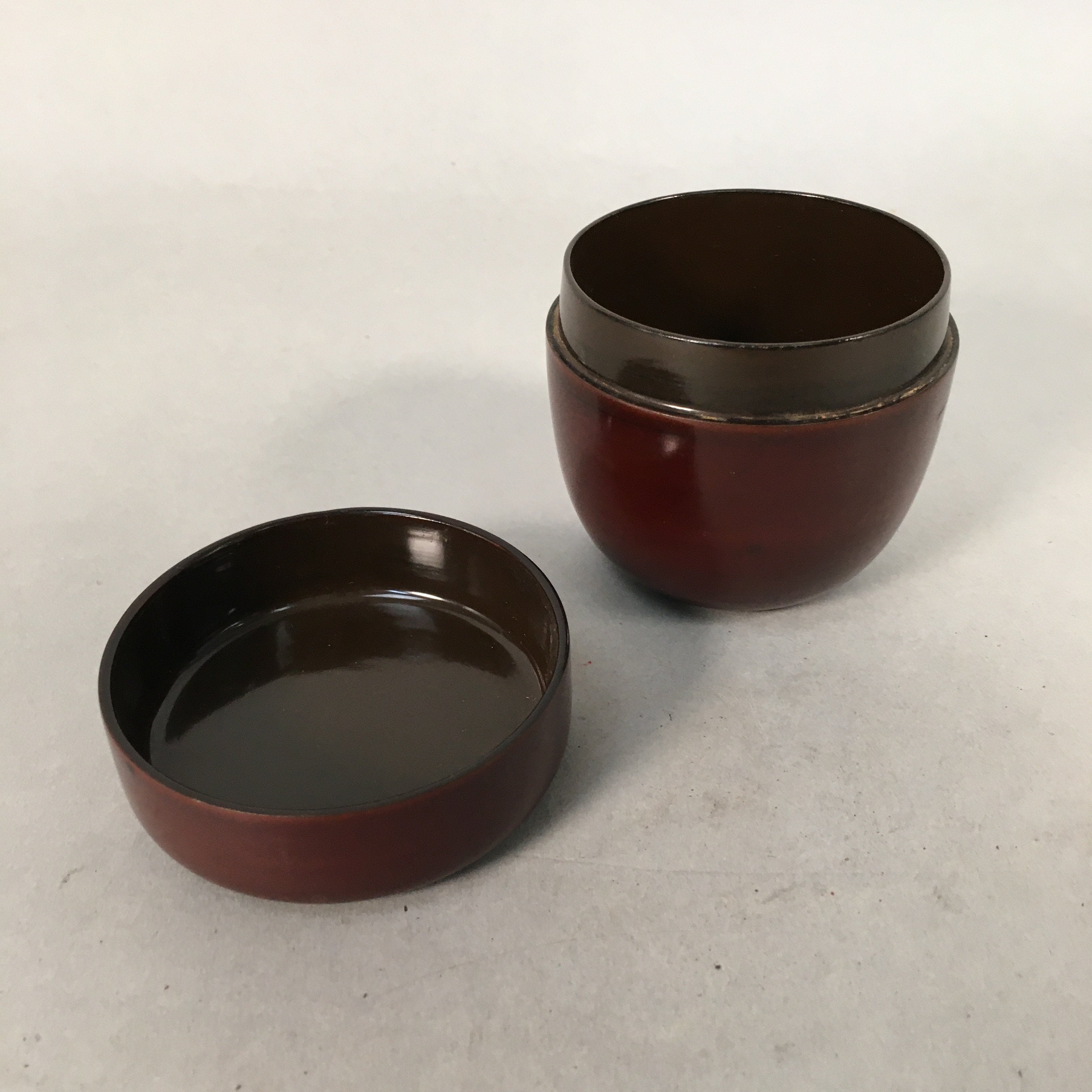 Japanese Wooden Lacquered Tea Caddy Vtg Brown Natsume Sado Ceremony NM75
