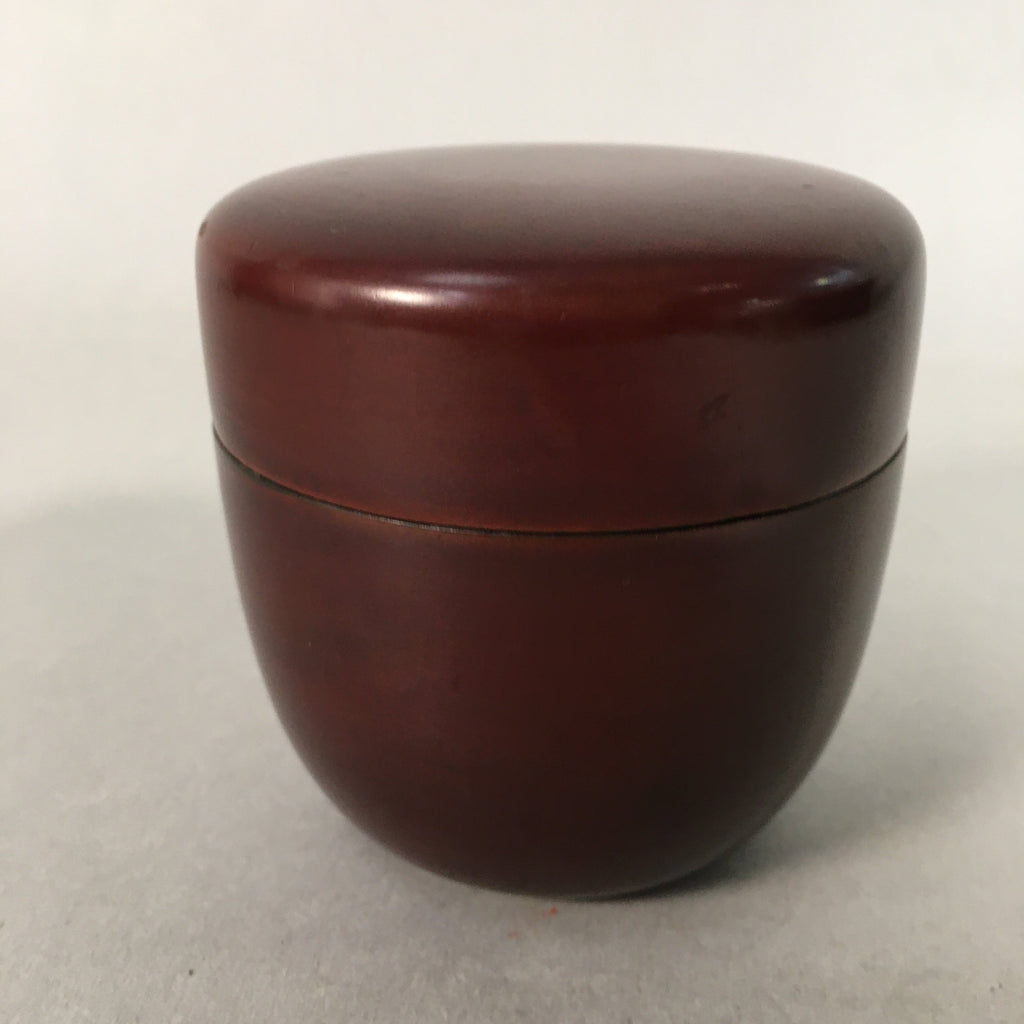 Japanese Wooden Lacquered Tea Caddy Vtg Brown Natsume Sado Ceremony NM75