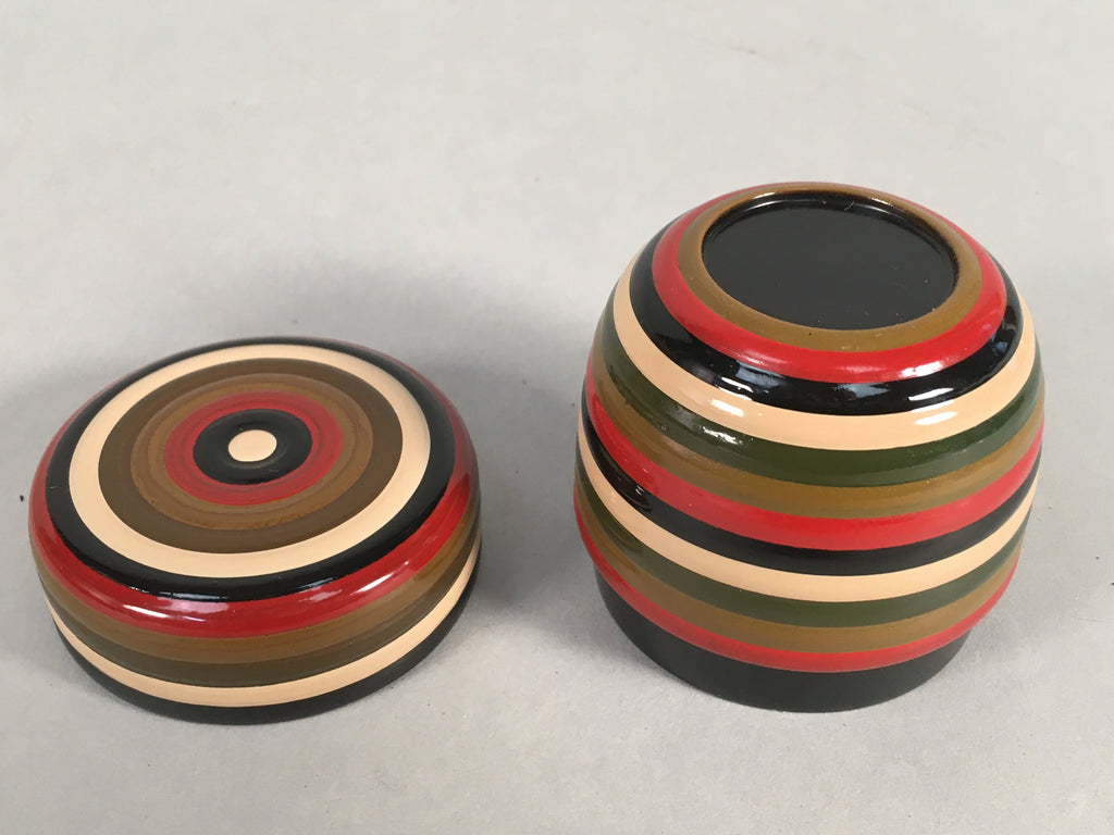 Japanese Wooden Lacquered Tea Caddy Vtg Natsume Circle Koma-Nuri NM73