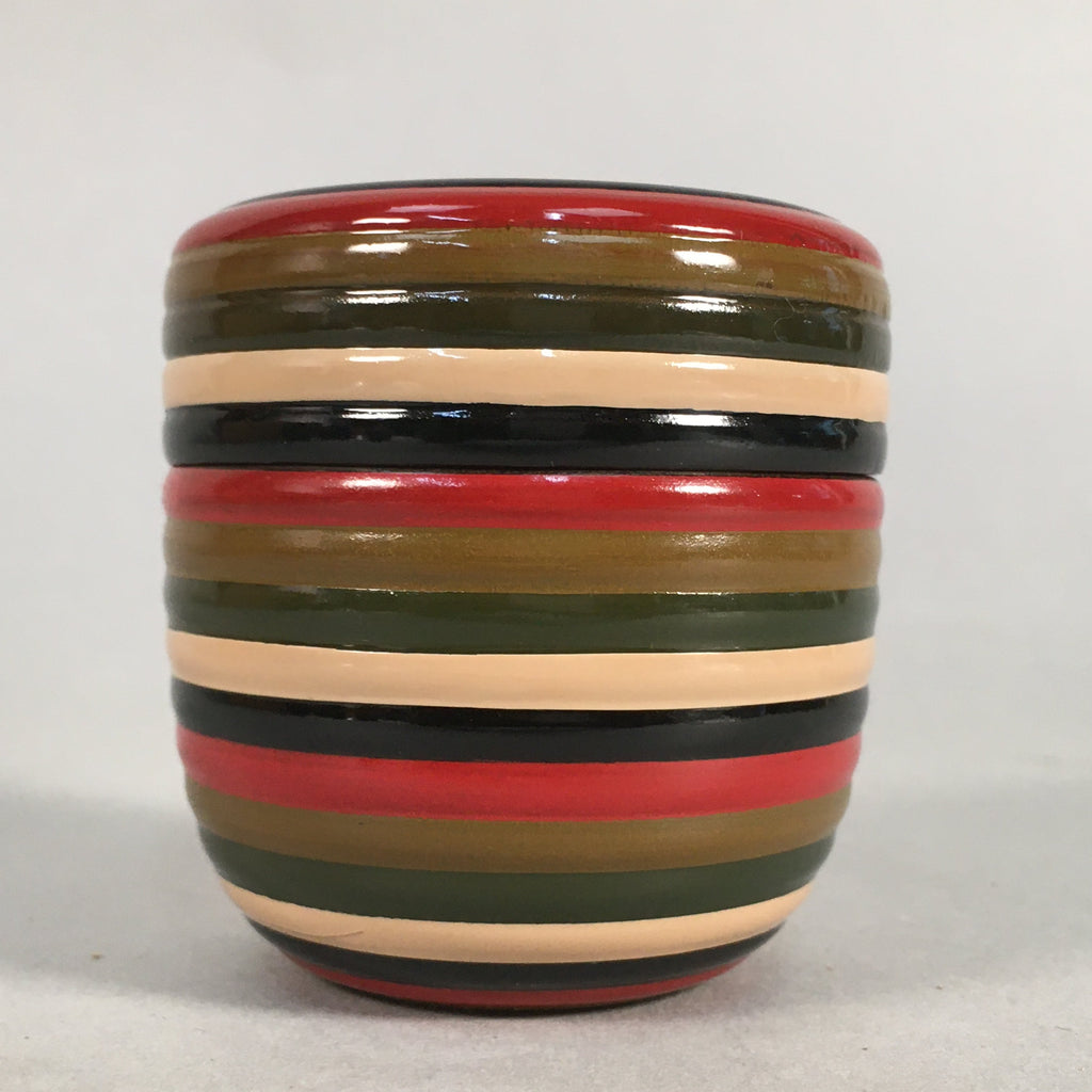 Japanese Wooden Lacquered Tea Caddy Vtg Natsume Circle Koma-Nuri NM73