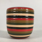 Japanese Wooden Lacquered Tea Caddy Vtg Natsume Circle Koma-Nuri NM73