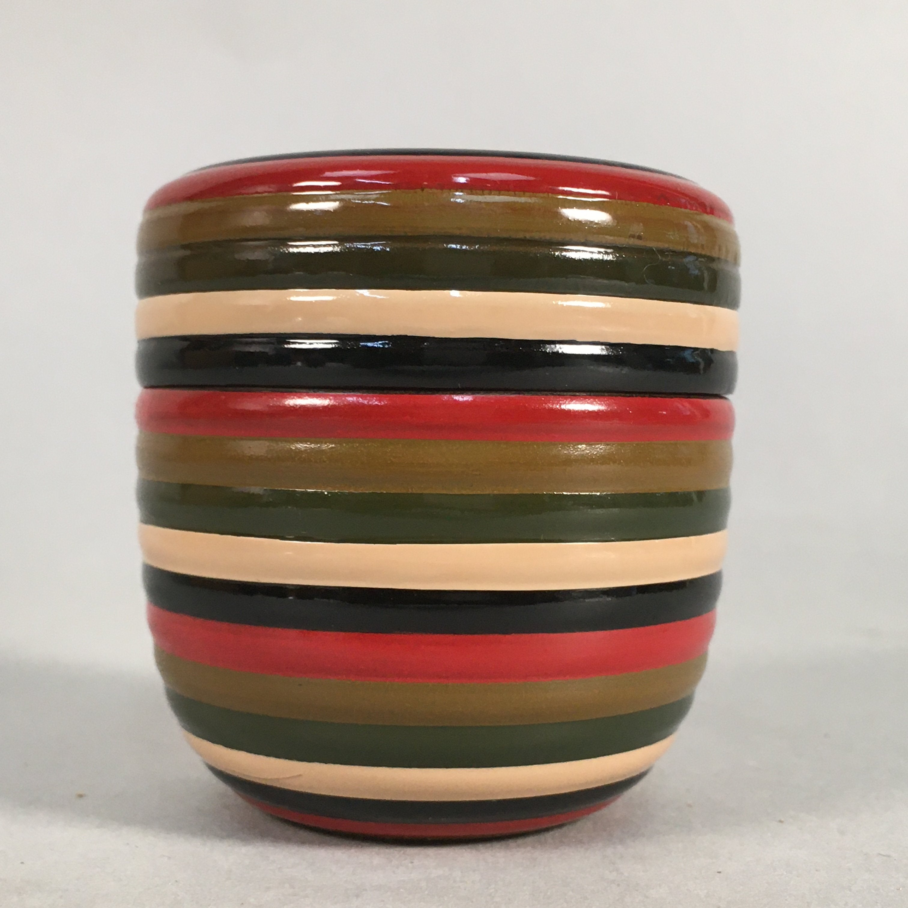Japanese Wooden Lacquered Tea Caddy Vtg Natsume Circle Koma-Nuri NM73