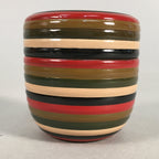 Japanese Wooden Lacquered Tea Caddy Vtg Natsume Circle Koma-Nuri NM73