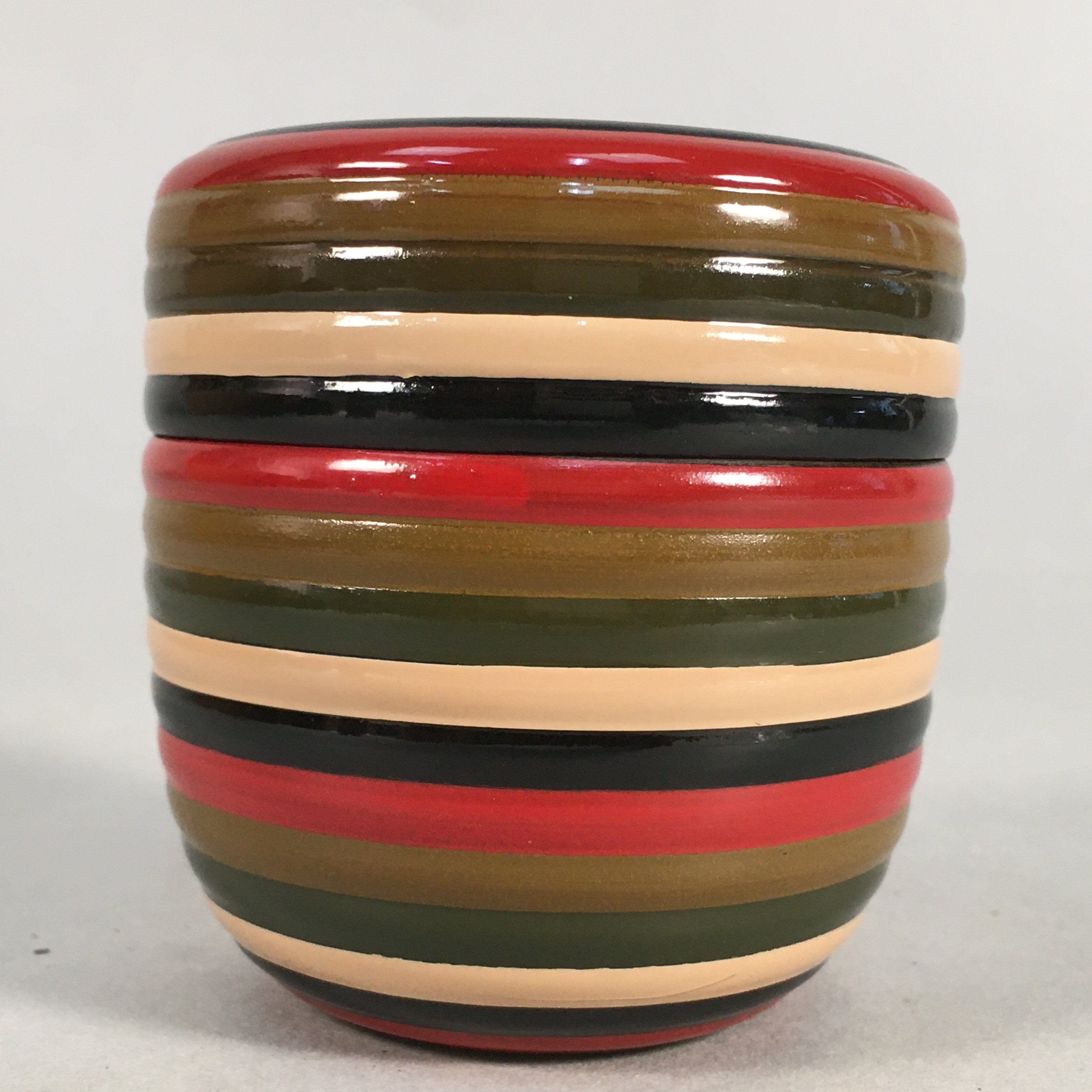 Japanese Wooden Lacquered Tea Caddy Vtg Natsume Circle Koma-Nuri NM73