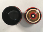 Japanese Wooden Lacquered Tea Caddy Vtg Natsume Circle Koma-Nuri NM73
