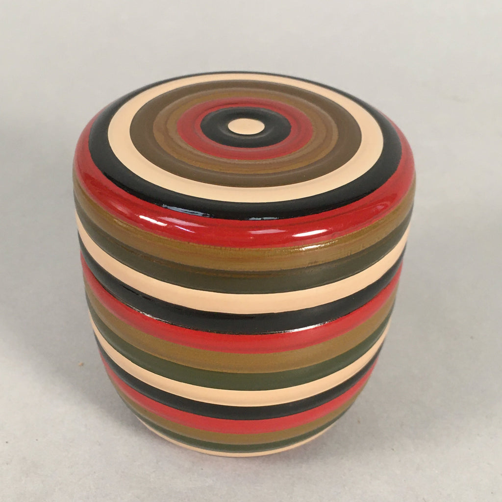 Japanese Wooden Lacquered Tea Caddy Vtg Natsume Circle Koma-Nuri NM73