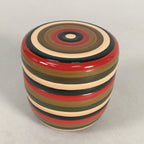 Japanese Wooden Lacquered Tea Caddy Vtg Natsume Circle Koma-Nuri NM73