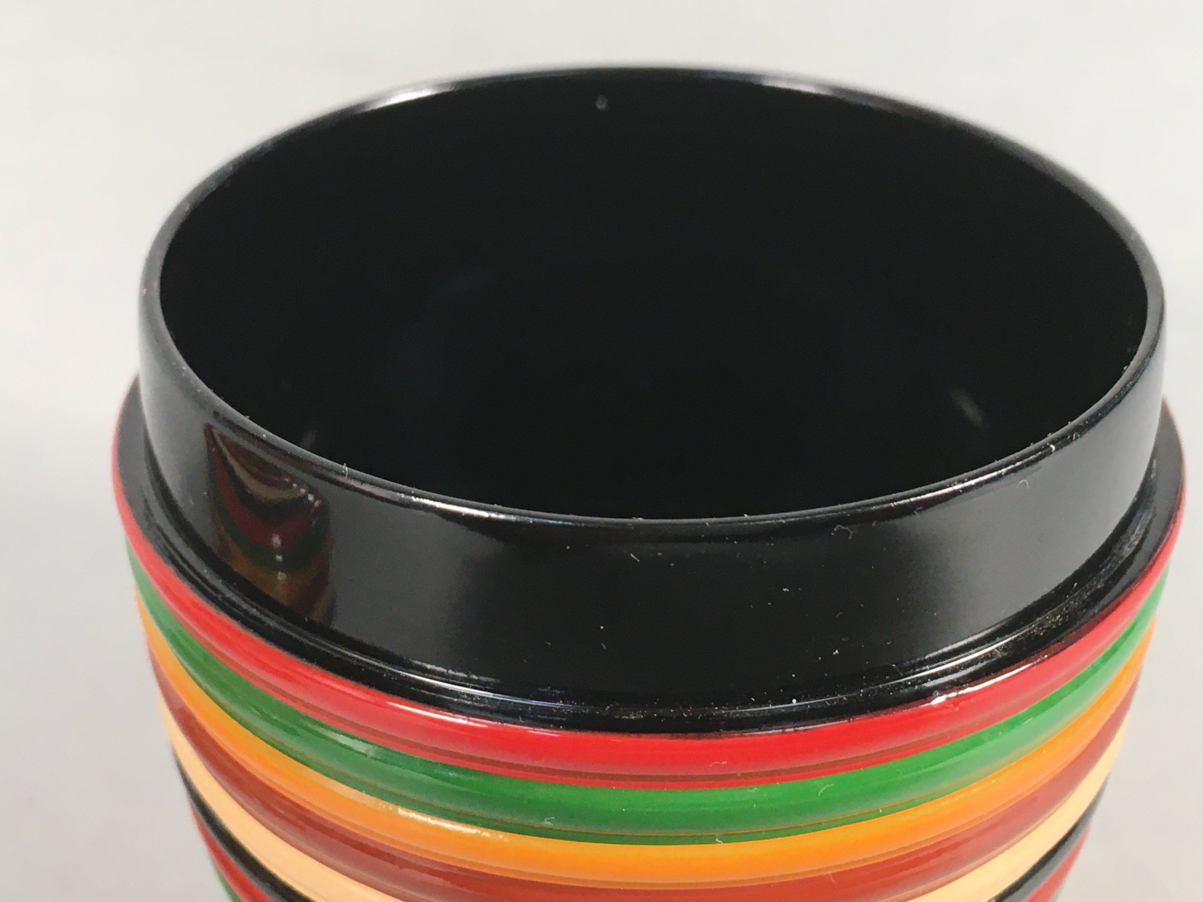 Japanese Wooden Lacquered Tea Caddy Vtg Natsume Circle Koma-Nuri NM74