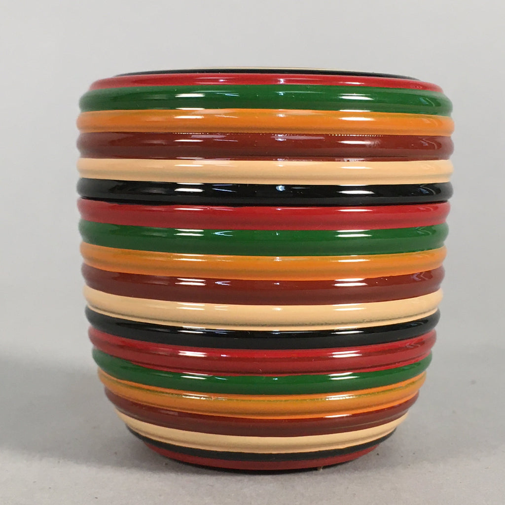 Japanese Wooden Lacquered Tea Caddy Vtg Natsume Circle Koma-Nuri NM74