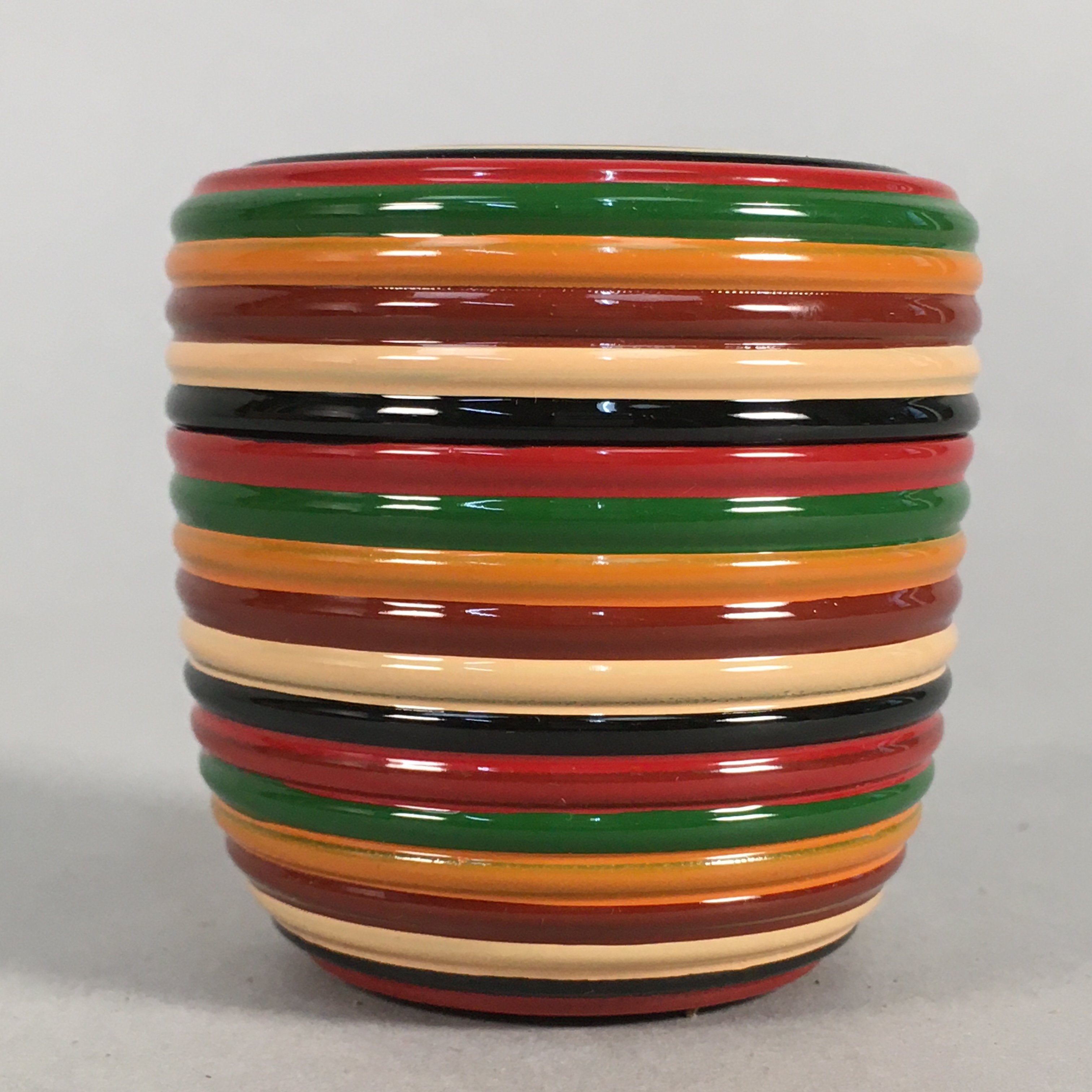 Japanese Wooden Lacquered Tea Caddy Vtg Natsume Circle Koma-Nuri NM74