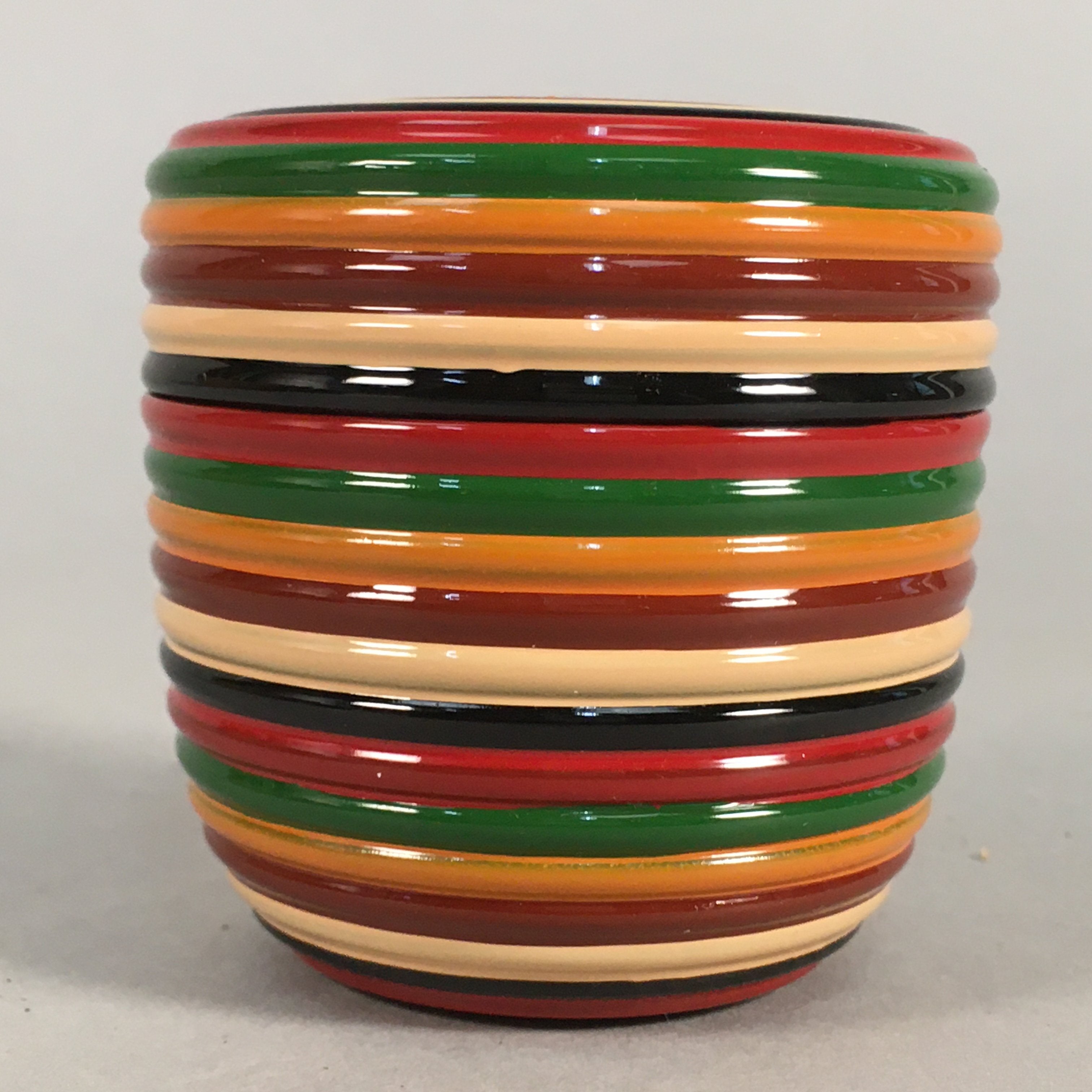 Japanese Wooden Lacquered Tea Caddy Vtg Natsume Circle Koma-Nuri NM74