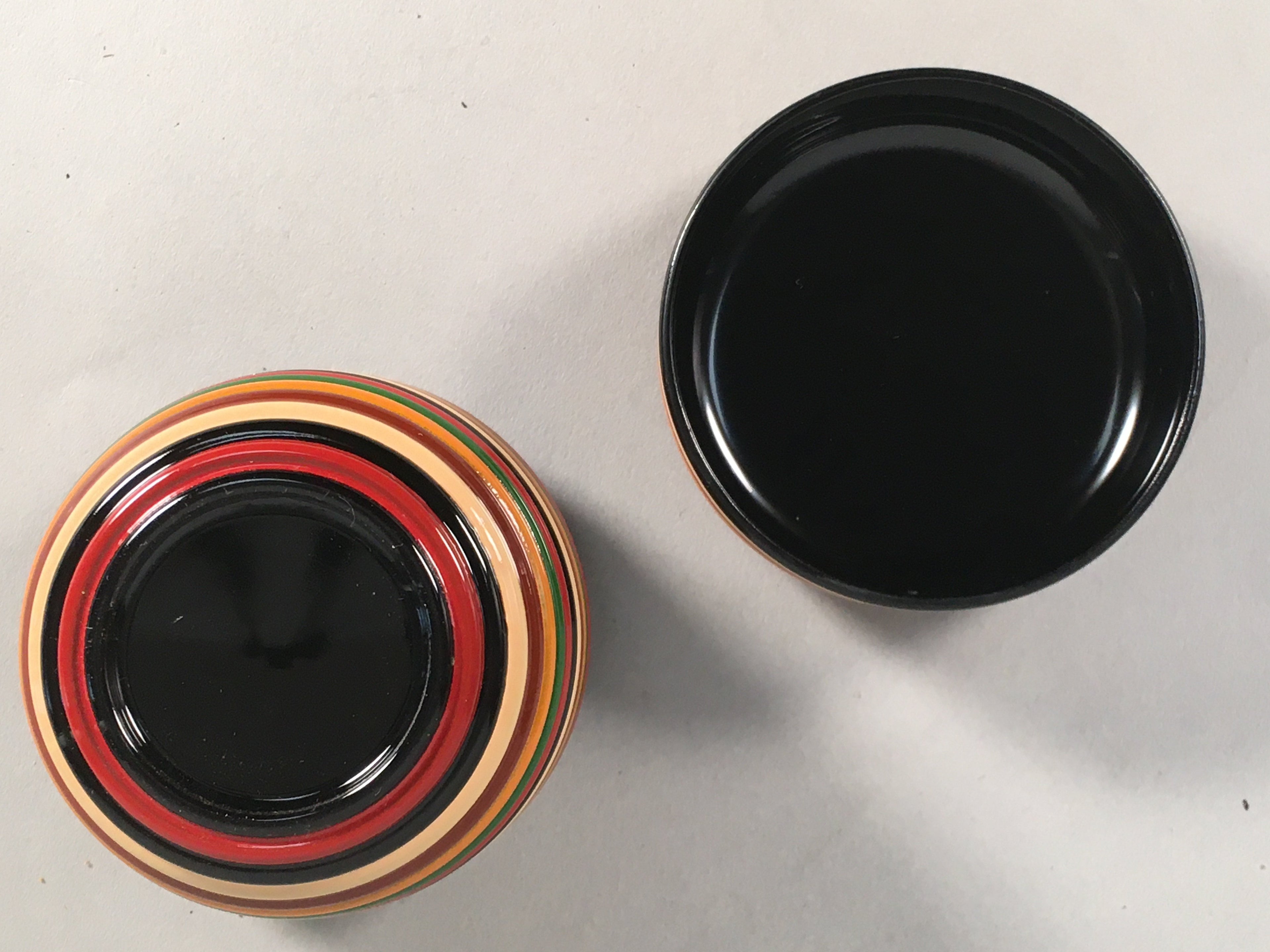 Japanese Wooden Lacquered Tea Caddy Vtg Natsume Circle Koma-Nuri NM74