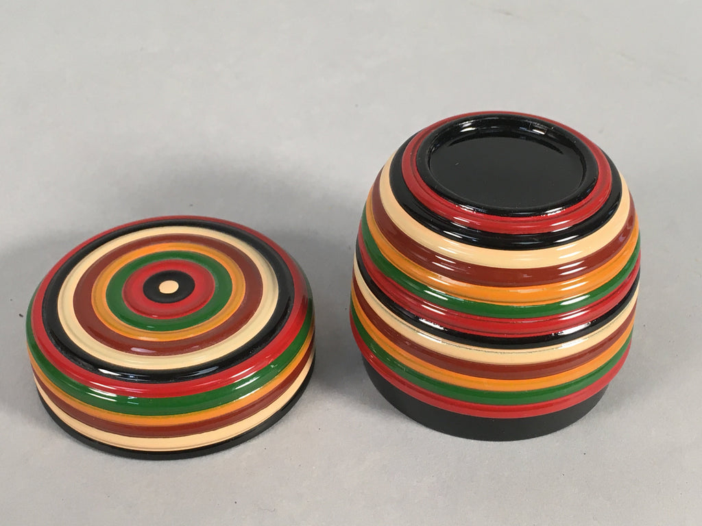 Japanese Wooden Lacquered Tea Caddy Vtg Natsume Circle Koma-Nuri NM74