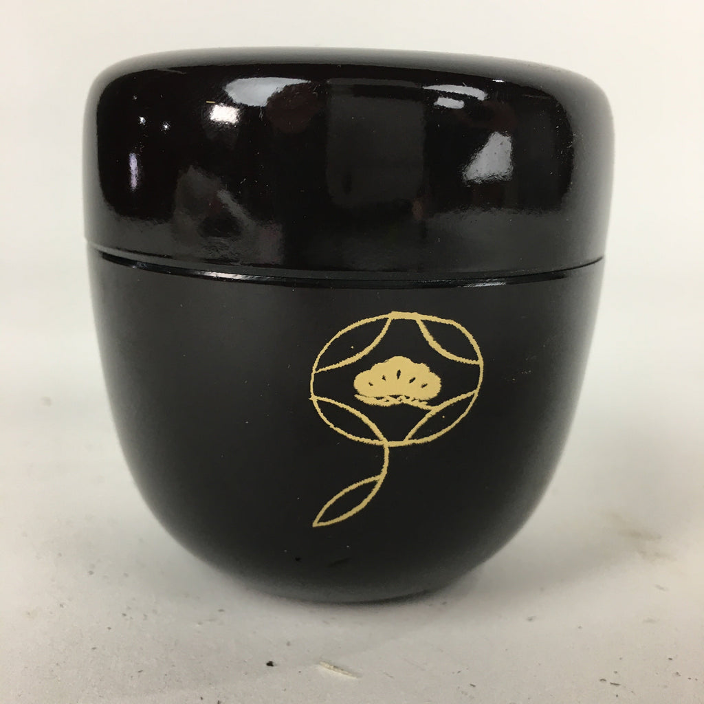 Japanese Wooden Lacquered Tea Caddy Vtg Natsume Sado Ceremony Black NM86