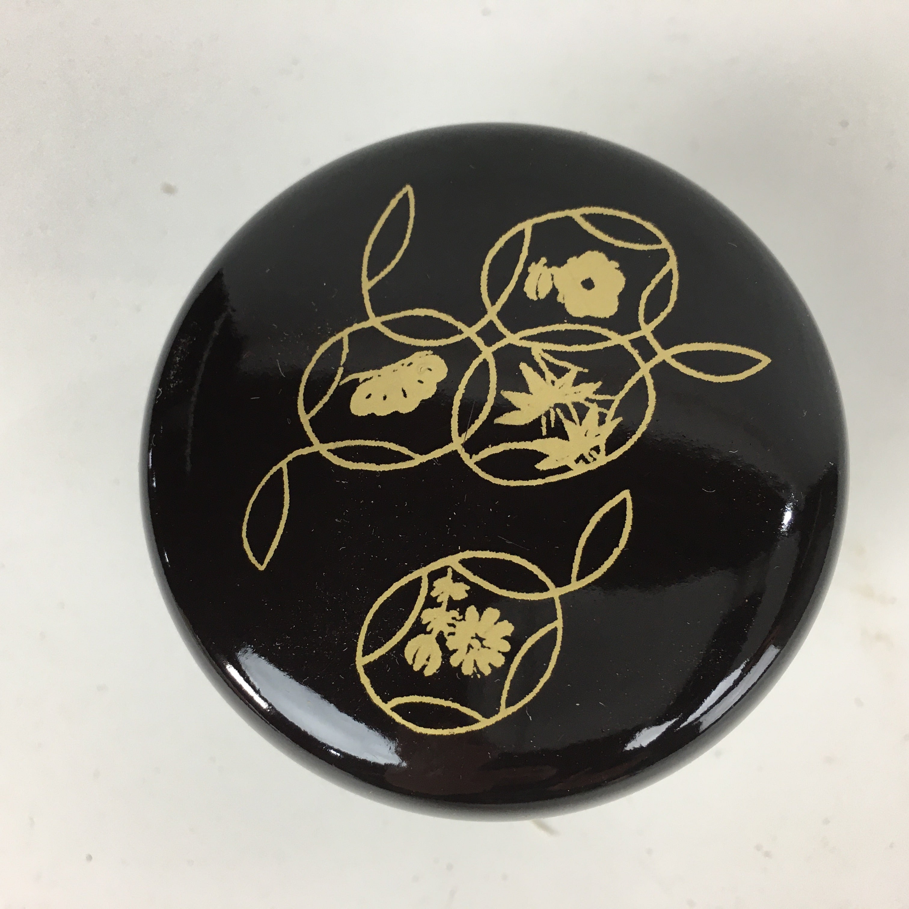 Japanese Wooden Lacquered Tea Caddy Vtg Natsume Sado Ceremony Black NM86