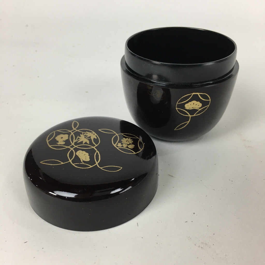 Japanese Wooden Lacquered Tea Caddy Vtg Natsume Sado Ceremony Black NM86