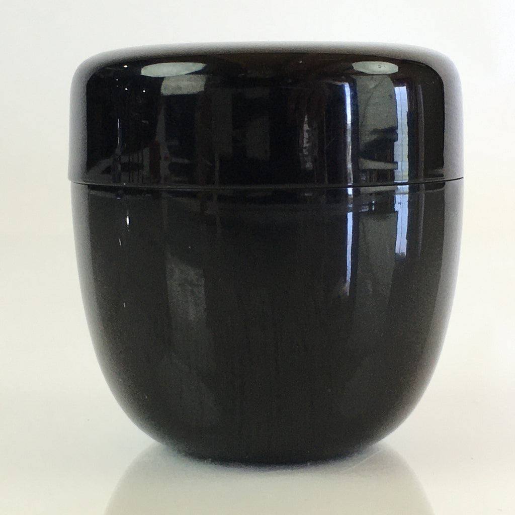 Japanese Wooden Lacquered Tea Caddy Vtg Natsume Sado Ceremony Black NM88