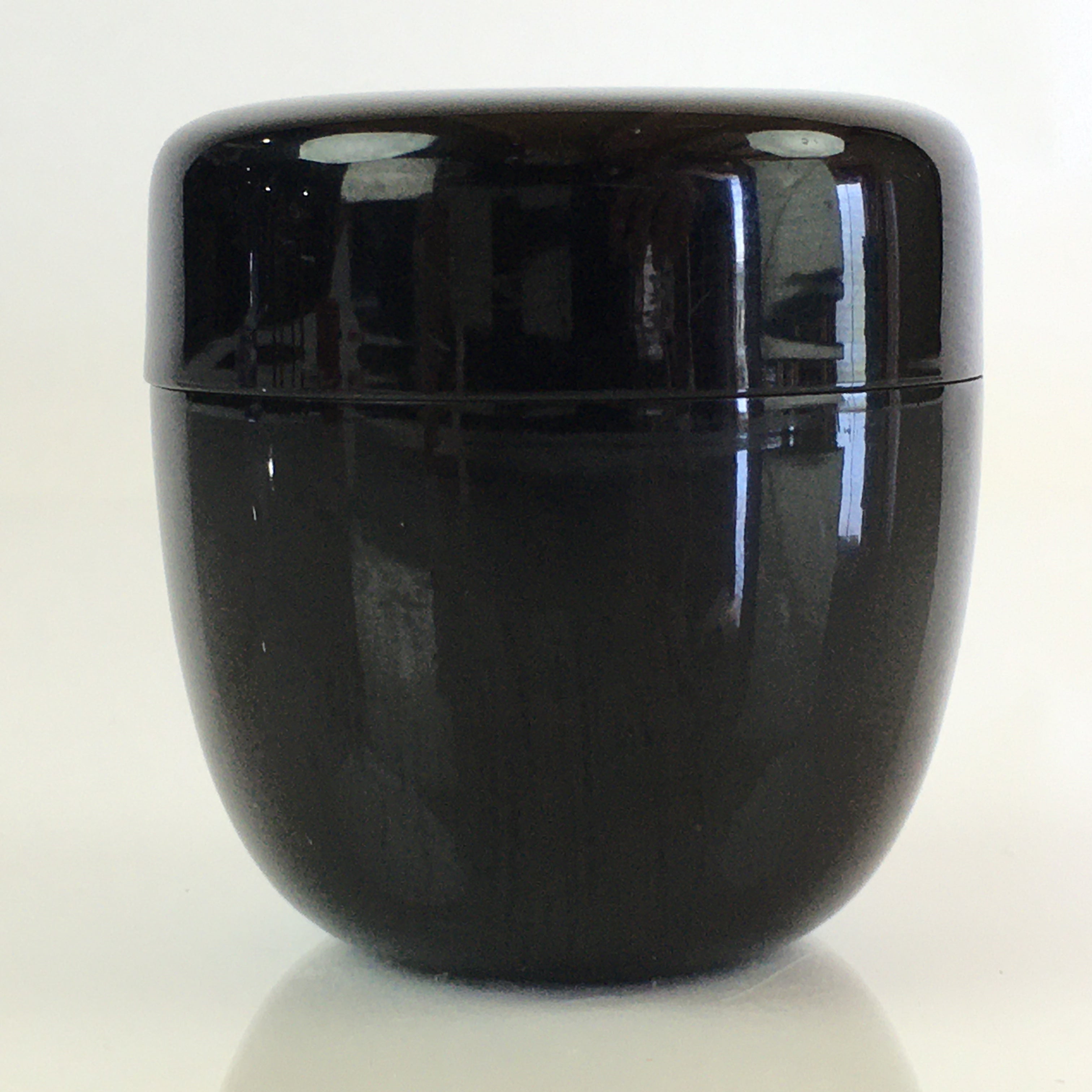 Japanese Wooden Lacquered Tea Caddy Vtg Natsume Sado Ceremony Black NM88
