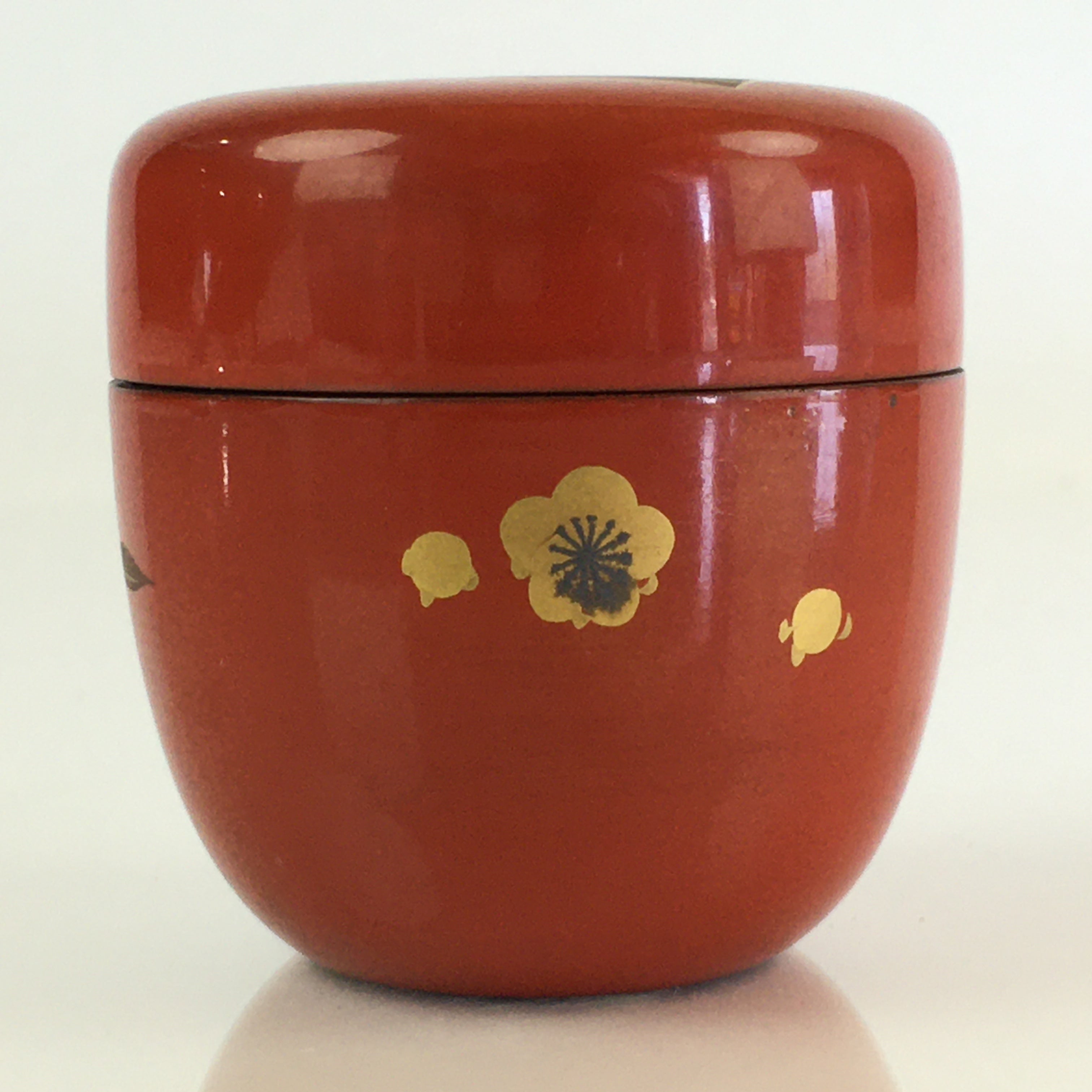 Japanese Wooden Lacquered Tea Caddy Vtg Natsume Sado Ceremony Black NM89