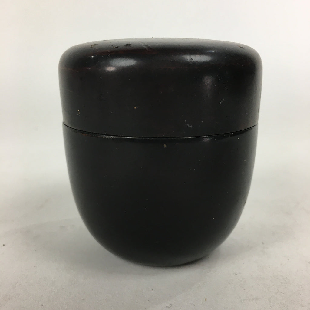Japanese Wooden Lacquered Tea Caddy Vtg Natsume Sado Ceremony Brown NM85