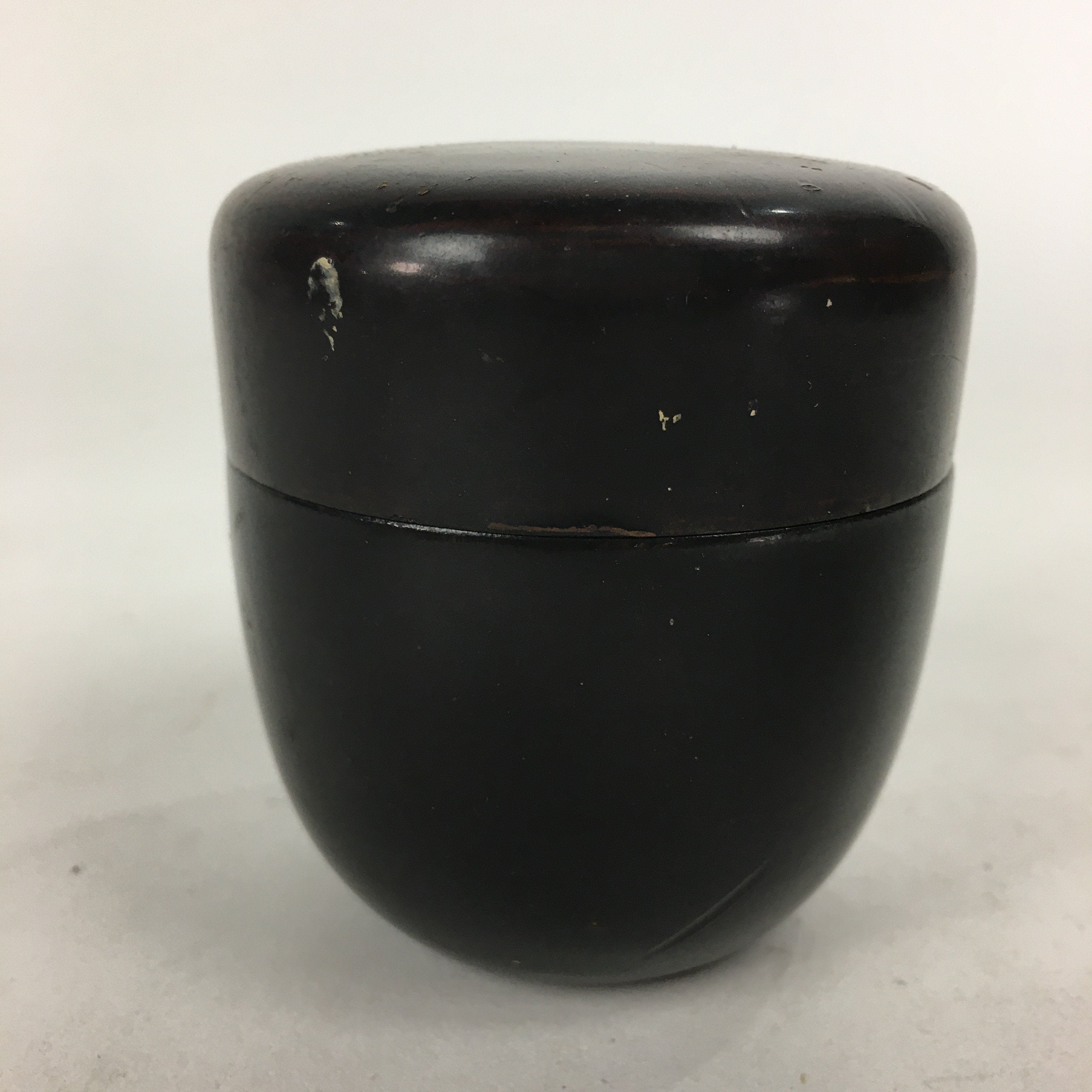 Japanese Wooden Lacquered Tea Caddy Vtg Natsume Sado Ceremony Brown NM85