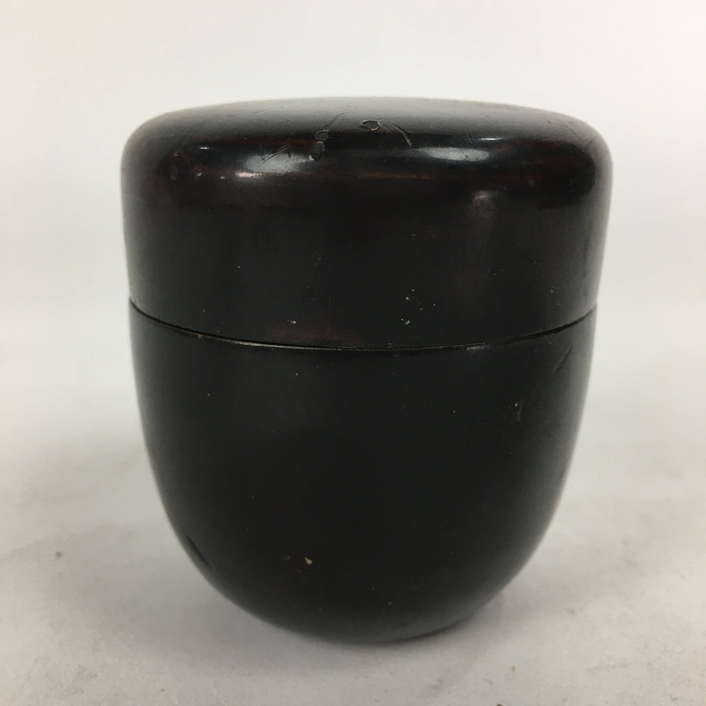 Japanese Wooden Lacquered Tea Caddy Vtg Natsume Sado Ceremony Brown NM85