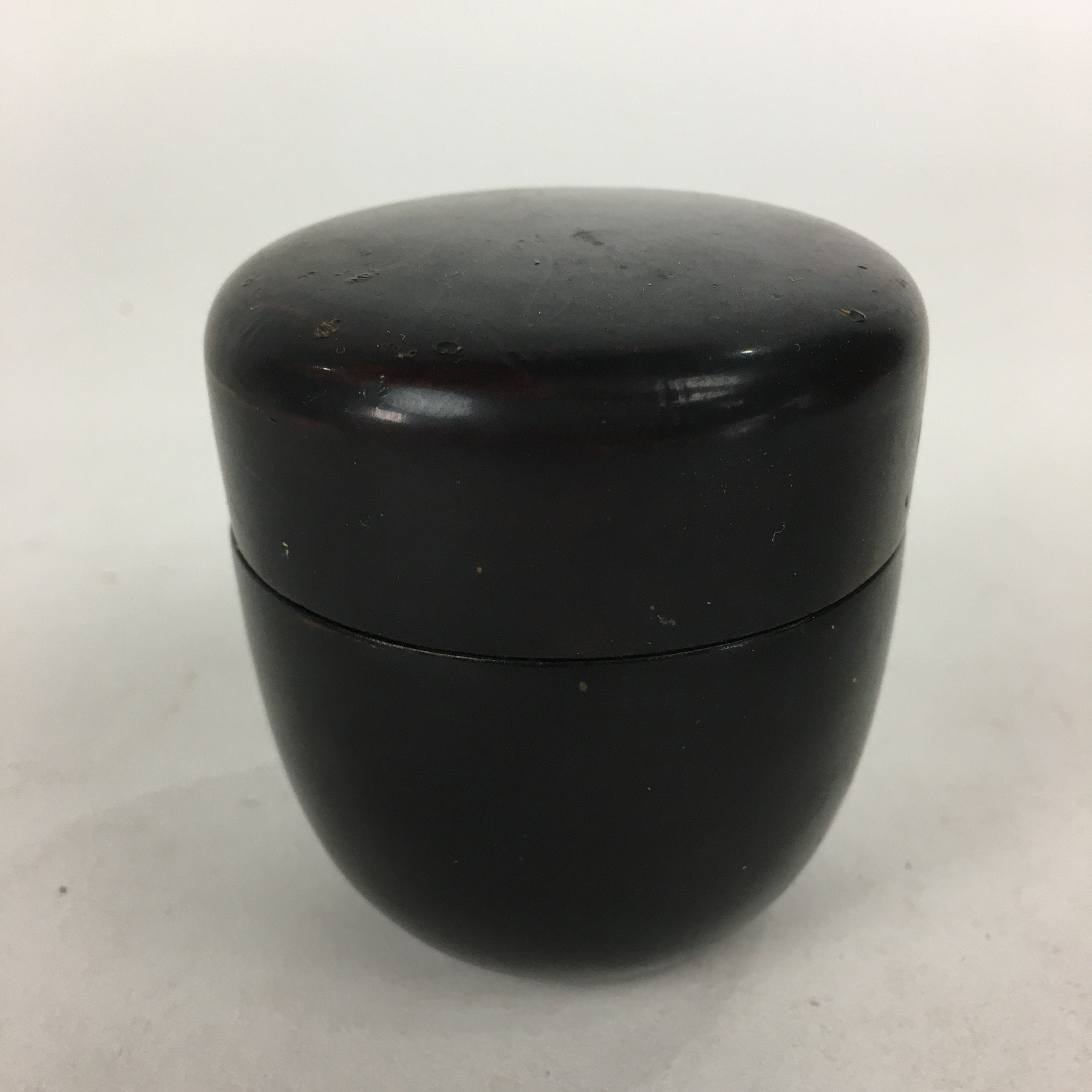 Japanese Wooden Lacquered Tea Caddy Vtg Natsume Sado Ceremony Brown NM85