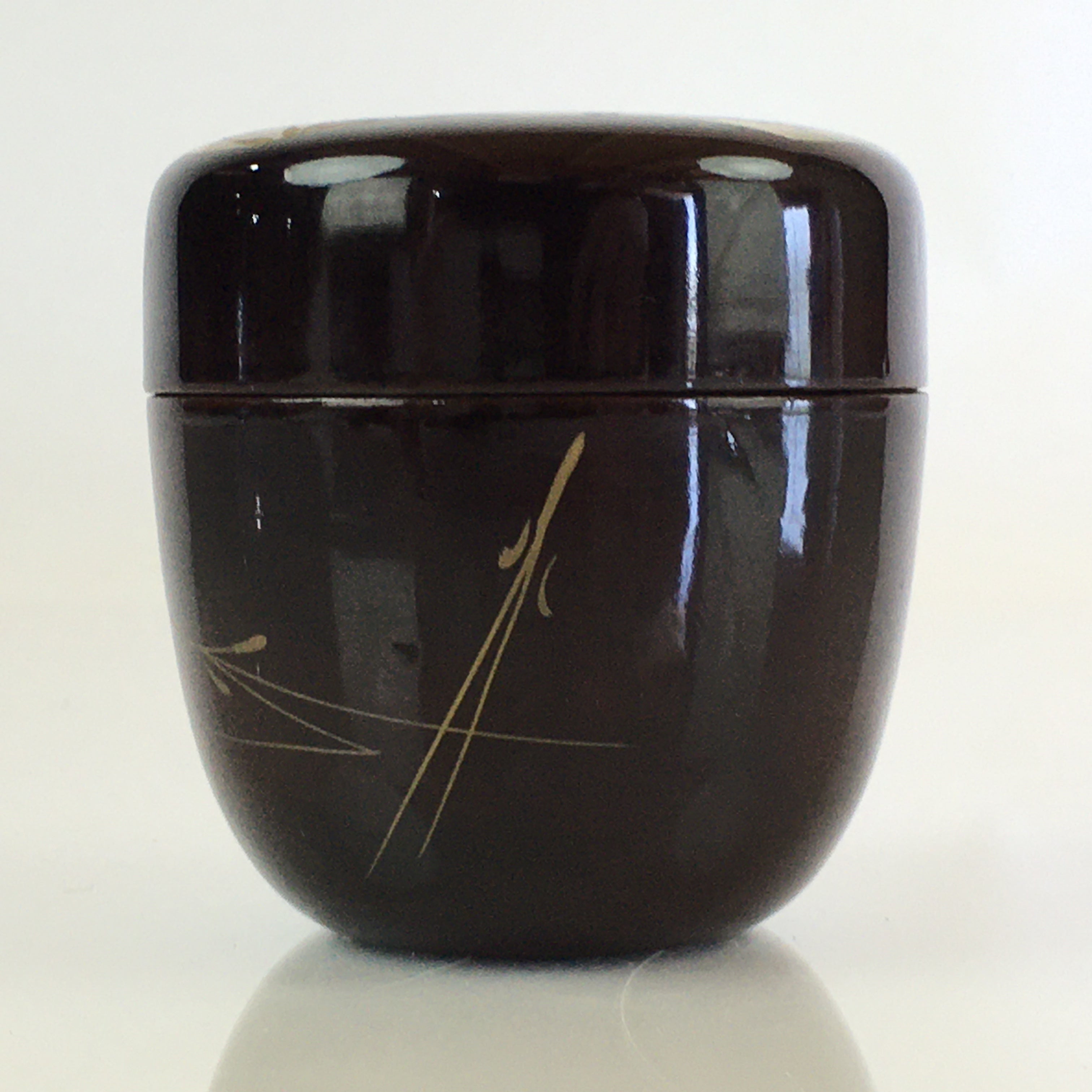 Japanese Wooden Lacquered Tea Caddy Vtg Natsume Sado Ceremony Brown NM87