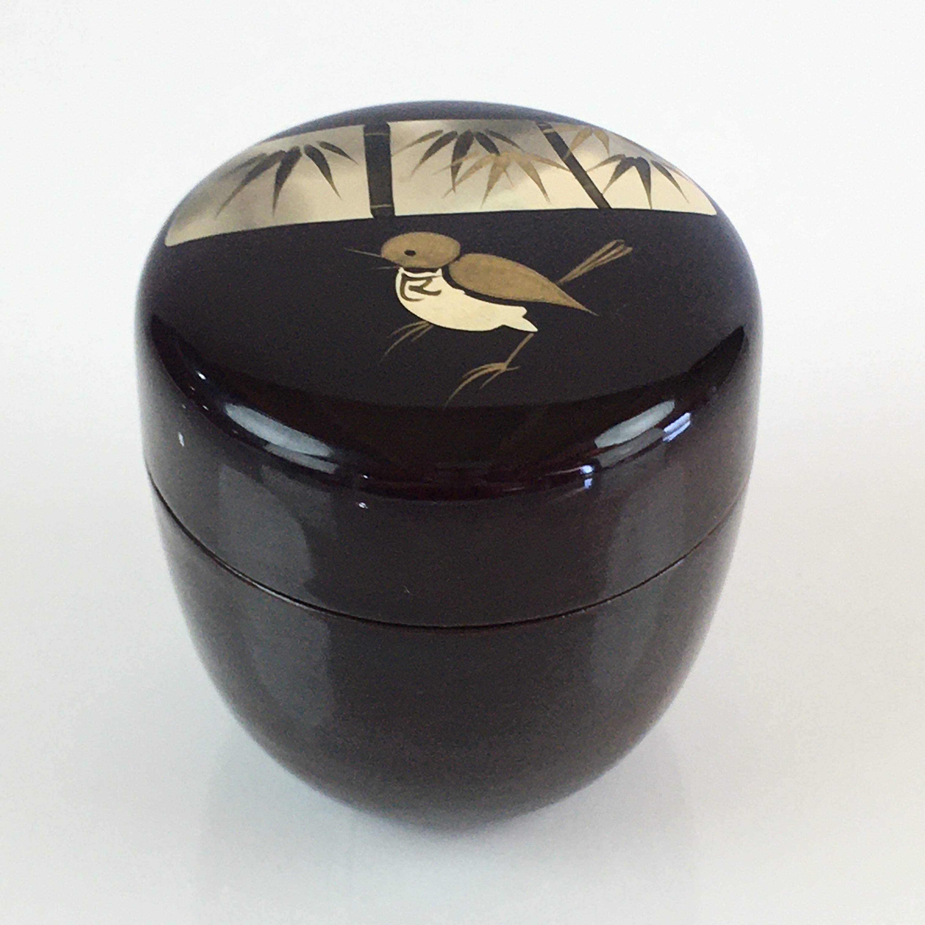 Japanese Wooden Lacquered Tea Caddy Vtg Natsume Sado Ceremony Brown NM87