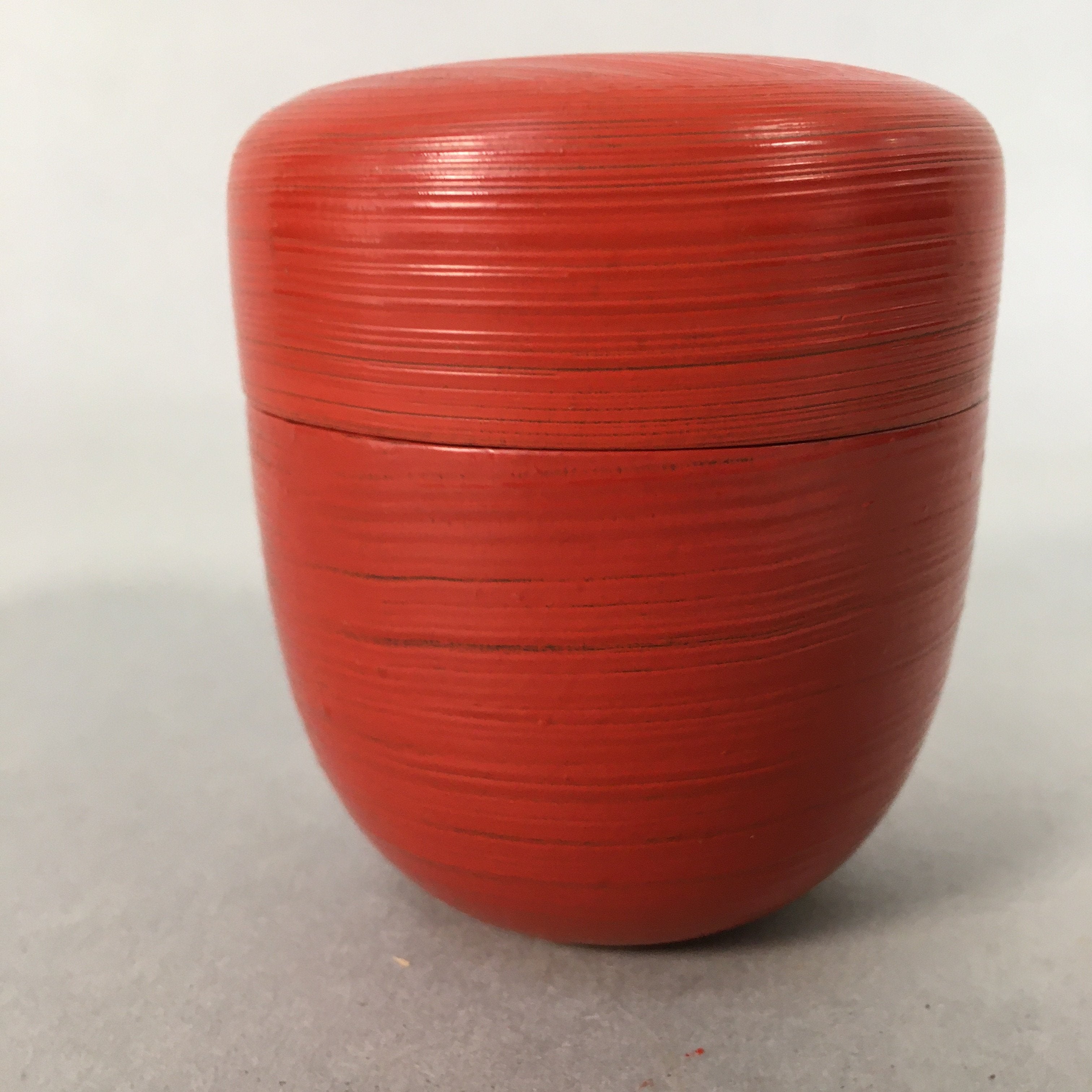 Japanese Wooden Lacquered Tea Caddy Vtg Red Natsume Sado Ceremony NM77