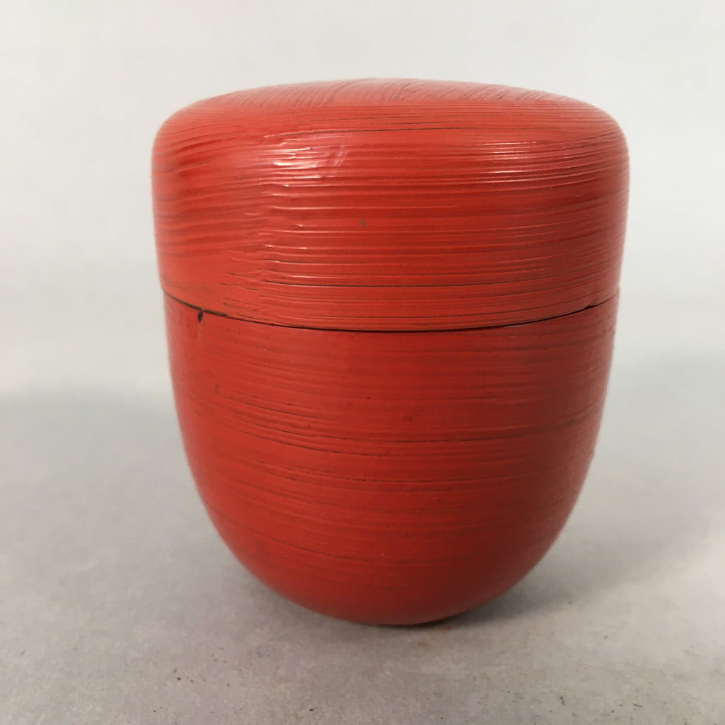 Japanese Wooden Lacquered Tea Caddy Vtg Red Natsume Sado Ceremony NM77
