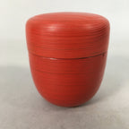 Japanese Wooden Lacquered Tea Caddy Vtg Red Natsume Sado Ceremony NM77
