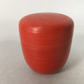 Japanese Wooden Lacquered Tea Caddy Vtg Red Natsume Sado Ceremony NM77