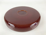 Japanese Wooden Lacquered Tray Obon Shunkei-Nuri Vtg Round Glossy Brown UR832