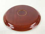Japanese Wooden Lacquered Tray Obon Shunkei-Nuri Vtg Round Glossy Brown UR833