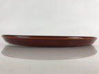 Japanese Wooden Lacquered Tray Obon Shunkei-Nuri Vtg Round Glossy Brown UR843