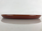 Japanese Wooden Lacquered Tray Obon Shunkei-Nuri Vtg Round Glossy Brown UR843