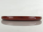 Japanese Wooden Lacquered Tray Obon Shunkei-Nuri Vtg Small Round Brown UR844