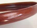 Japanese Wooden Lacquered Tray Obon Shunkei-Nuri Vtg Small Round Brown UR844