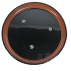 Japanese Wooden Lacquered Tray Obon Vtg Abalone Round Brown Black UR581