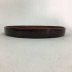 Japanese Wooden Lacquered Tray Obon Vtg Abalone Round Brown Black UR581