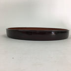 Japanese Wooden Lacquered Tray Obon Vtg Abalone Round Brown Black UR581