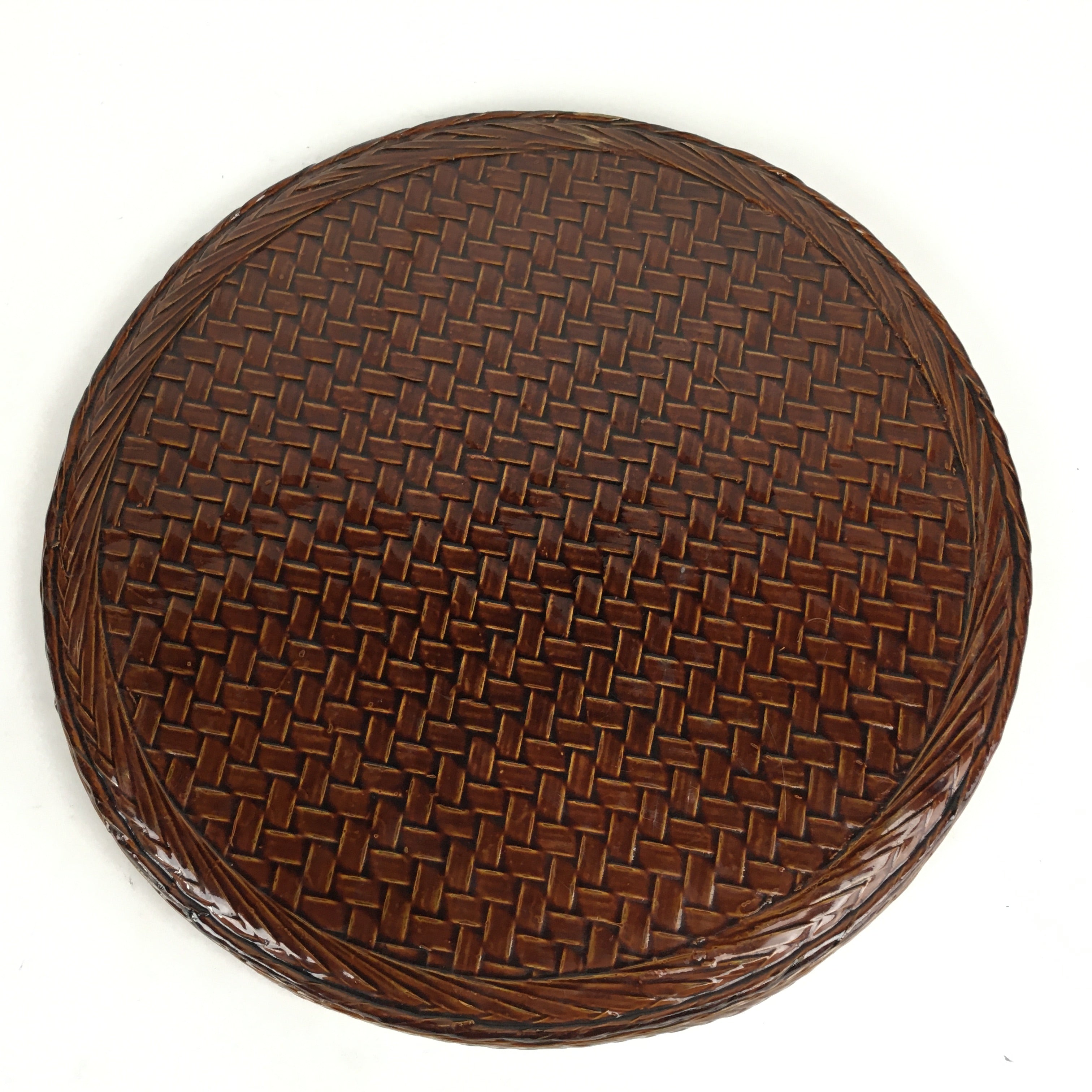Japanese Wooden Lacquered Tray Obon Vtg Brown Ajirobon Round UR634